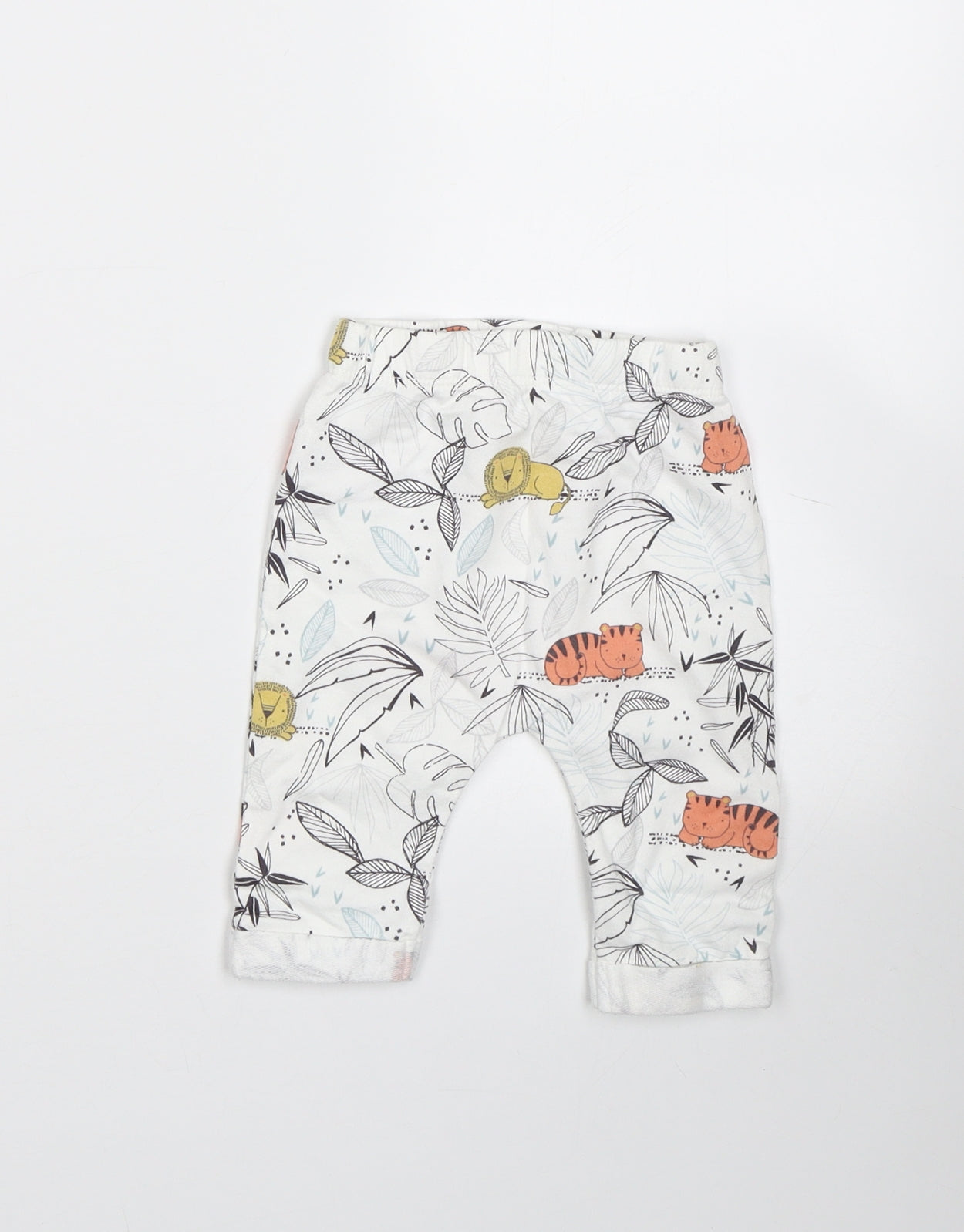 F&F Baby White Animal Print  Sweatpants Trousers Size 0-3 Months  - Animals