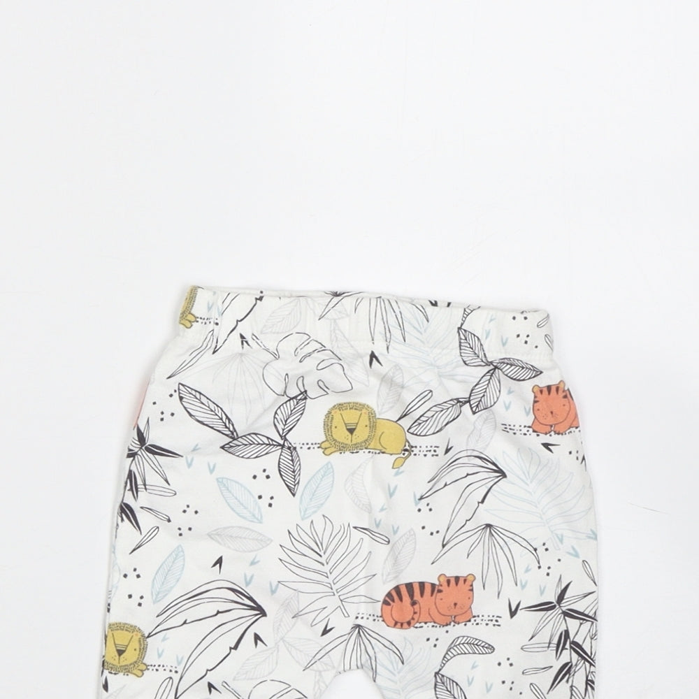 F&F Baby White Animal Print  Sweatpants Trousers Size 0-3 Months  - Animals