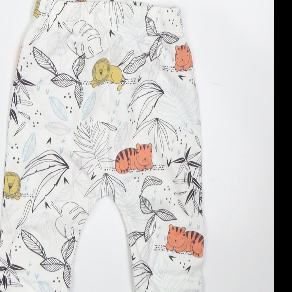 F&F Baby White Animal Print  Sweatpants Trousers Size 0-3 Months  - Animals