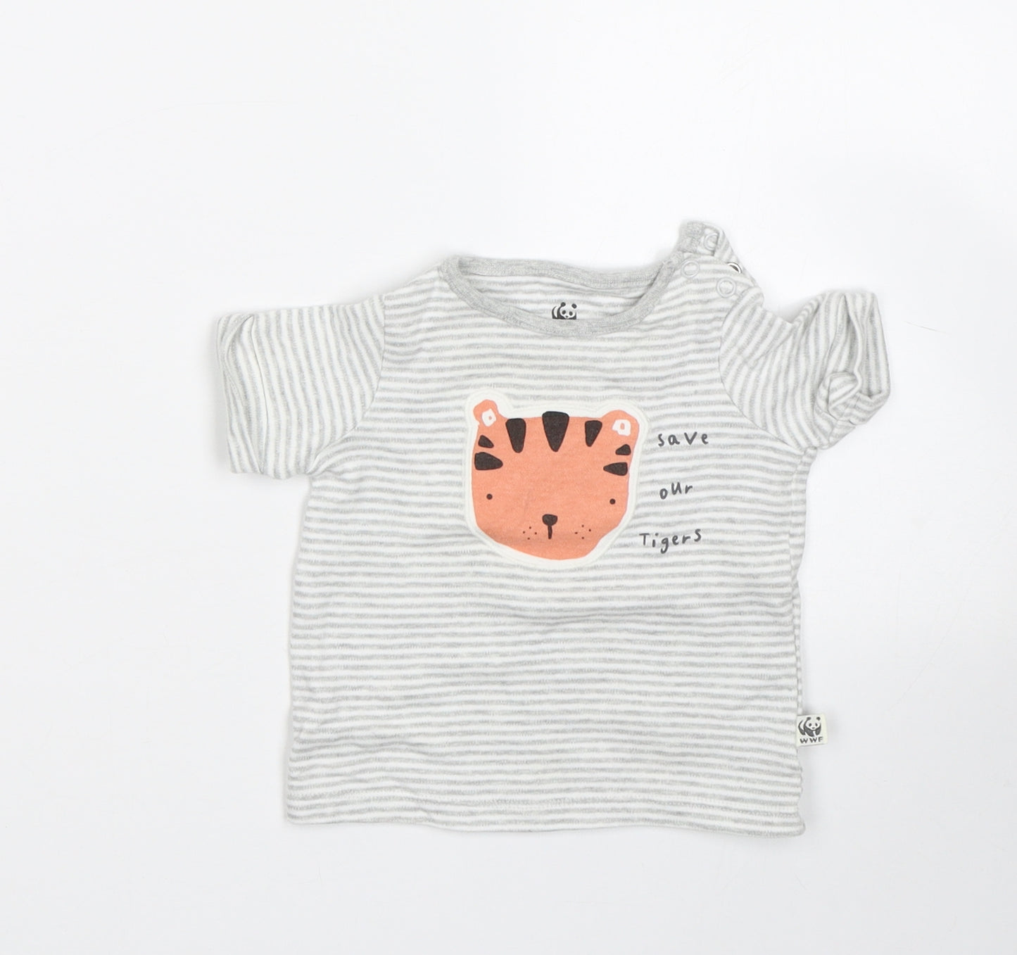 F&F Baby Grey Striped  Basic T-Shirt Size 0-3 Months  - WWF