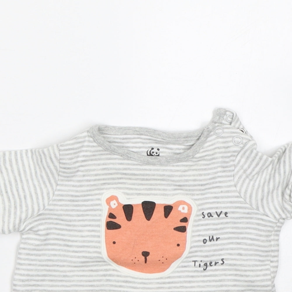 F&F Baby Grey Striped  Basic T-Shirt Size 0-3 Months  - WWF