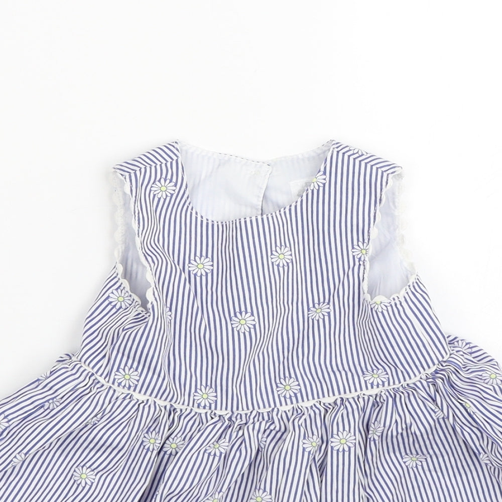 Primark Girls Blue Striped  Tank Dress  Size 9-12 Months
