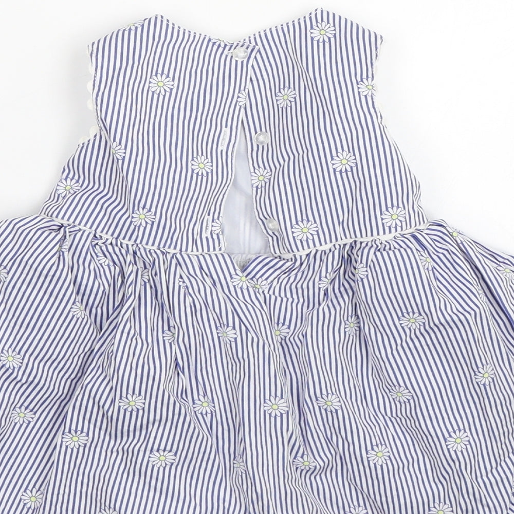 Primark Girls Blue Striped  Tank Dress  Size 9-12 Months