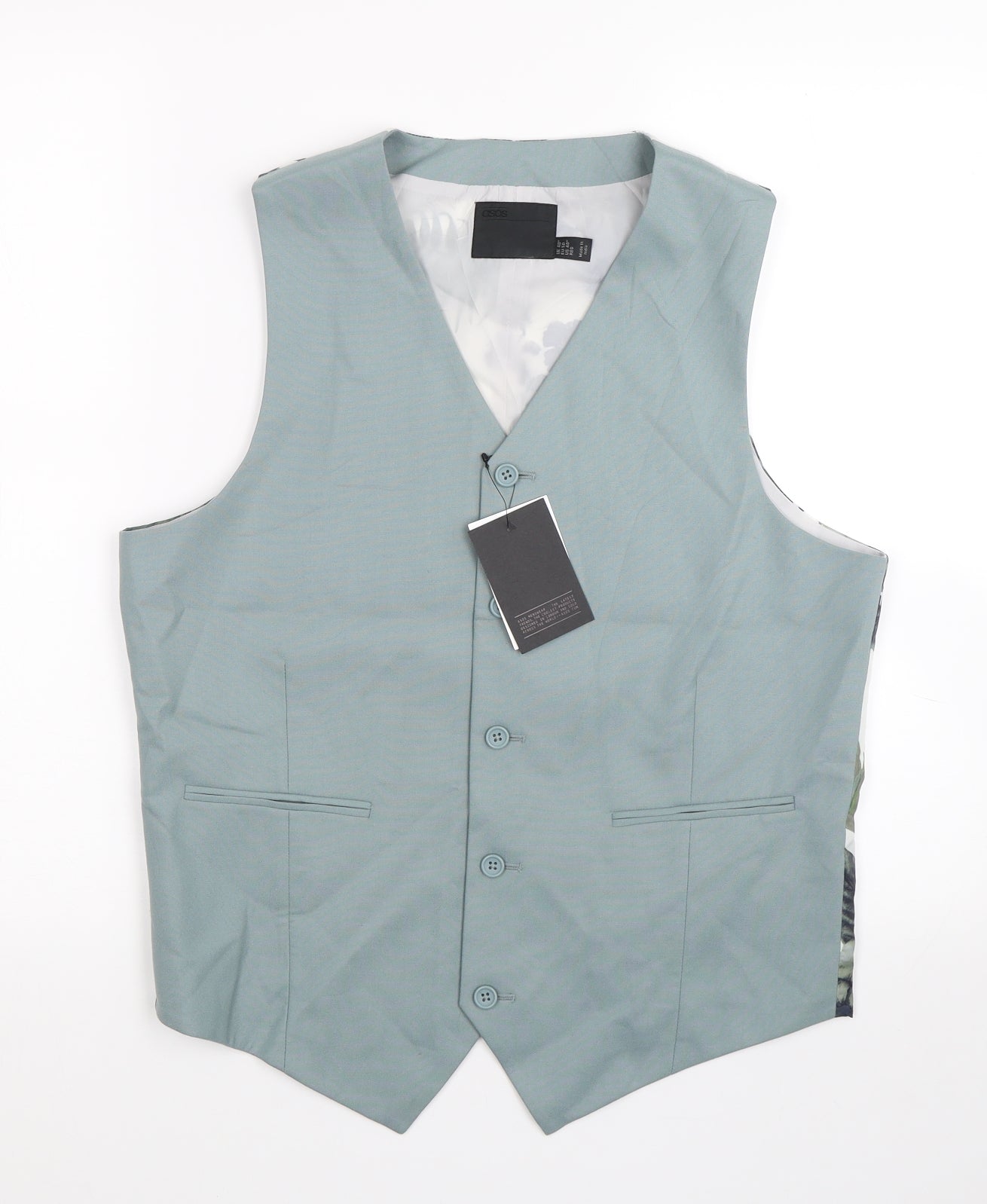 ASOS Mens Green Floral  Jacket Suit Waistcoat Size 40