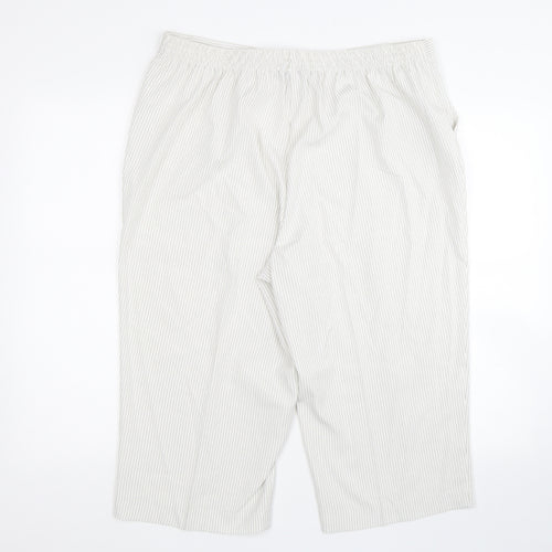 BM Womens White Striped  Cropped Trousers Size 18