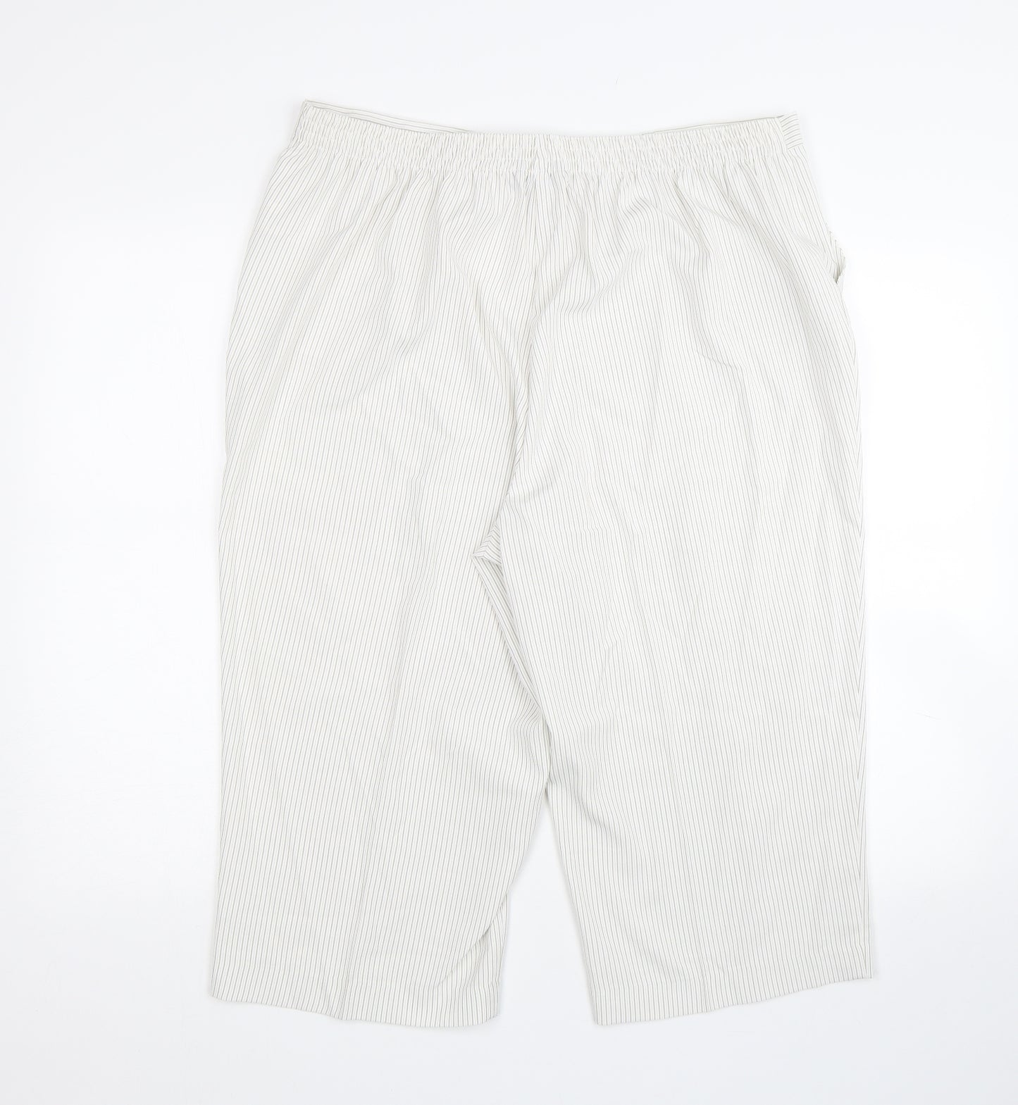 BM Womens White Striped  Cropped Trousers Size 18