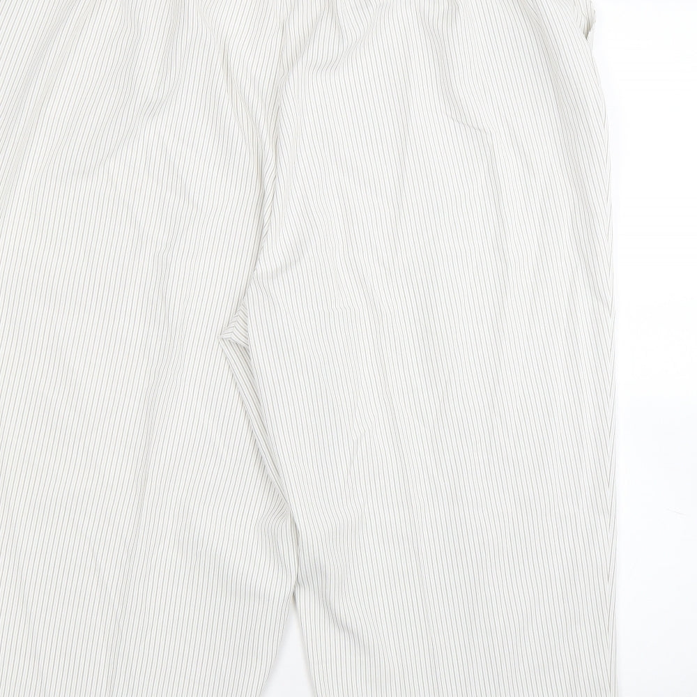 BM Womens White Striped  Cropped Trousers Size 18