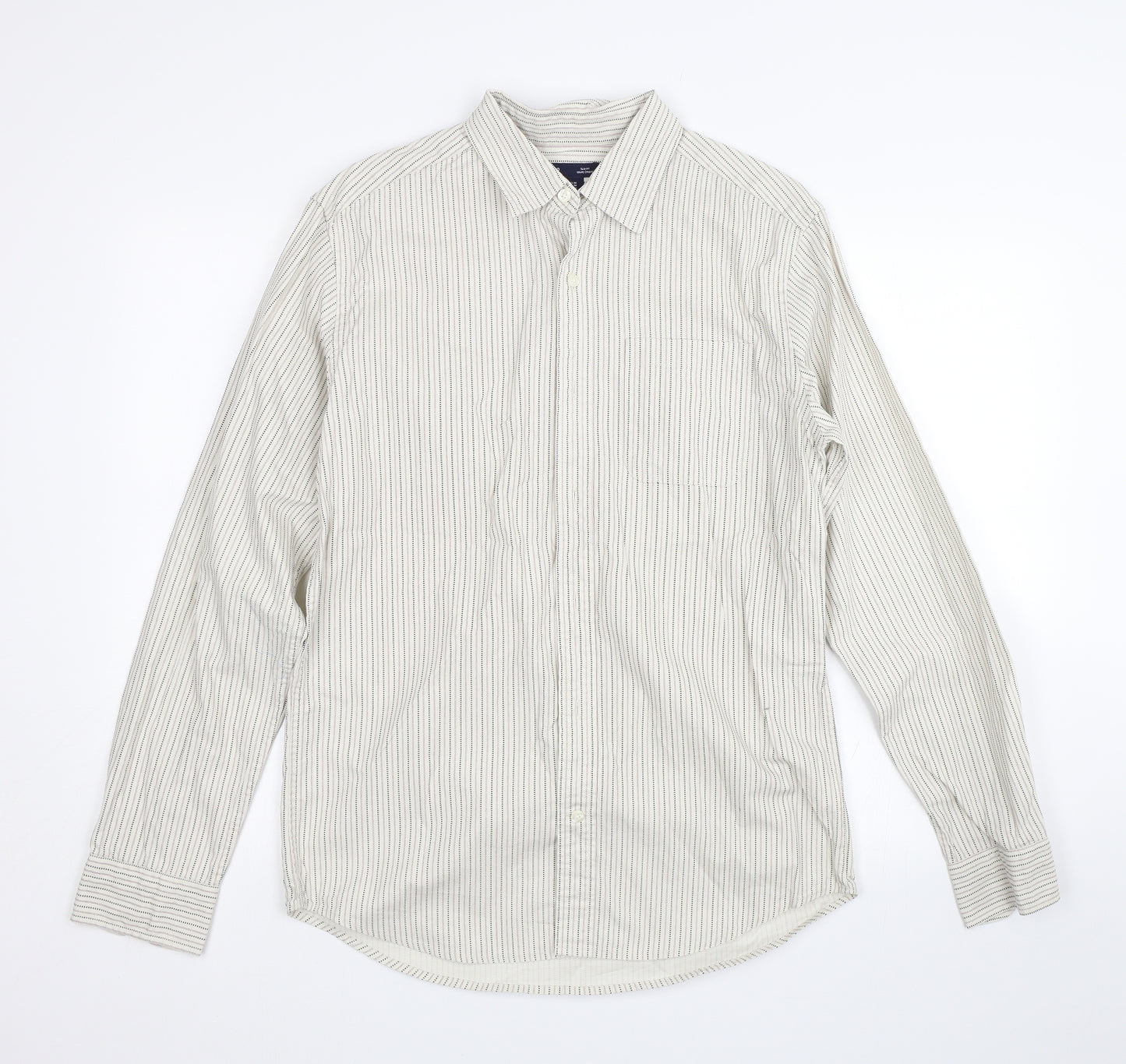 Gap Mens Beige Striped   Dress Shirt Size M