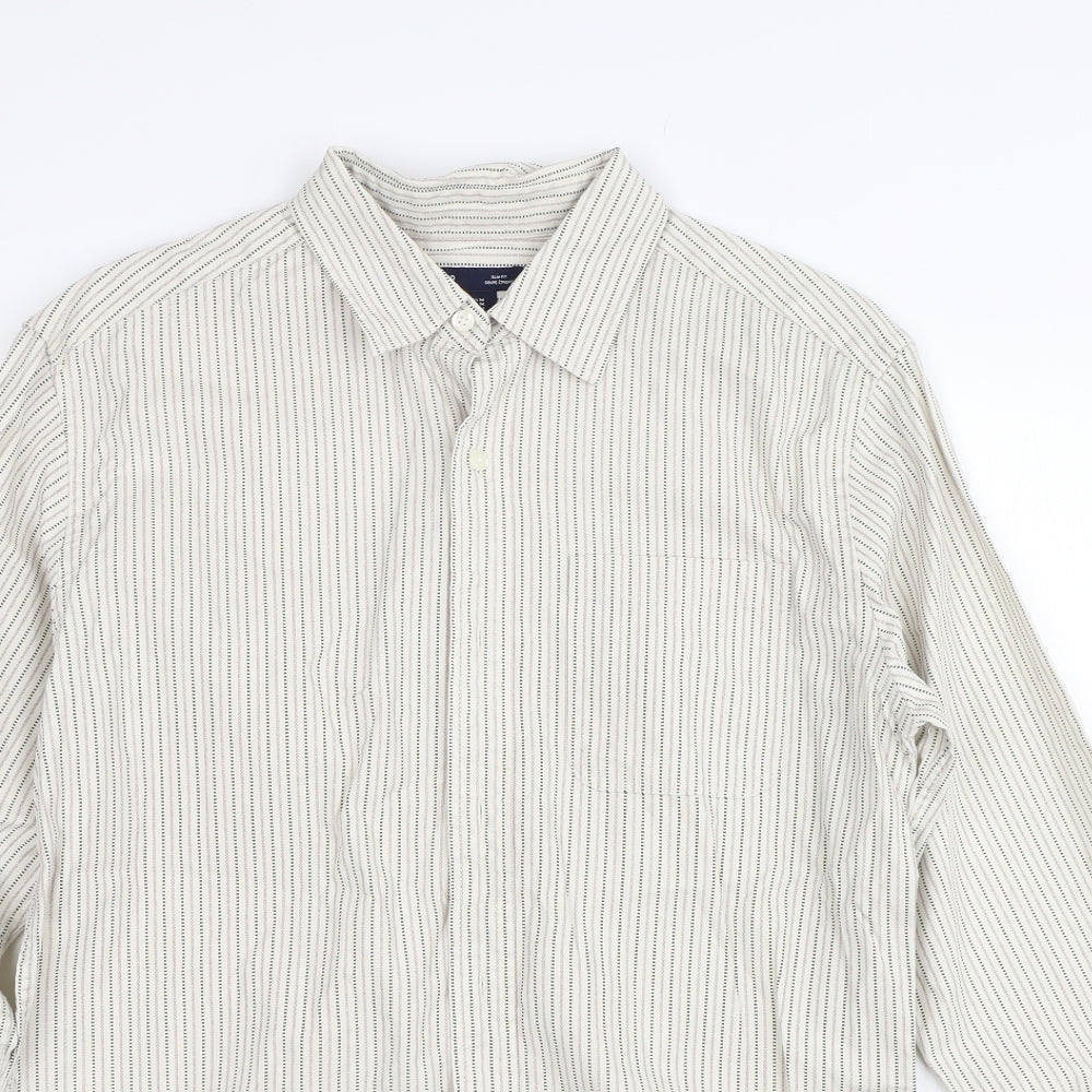 Gap Mens Beige Striped   Dress Shirt Size M