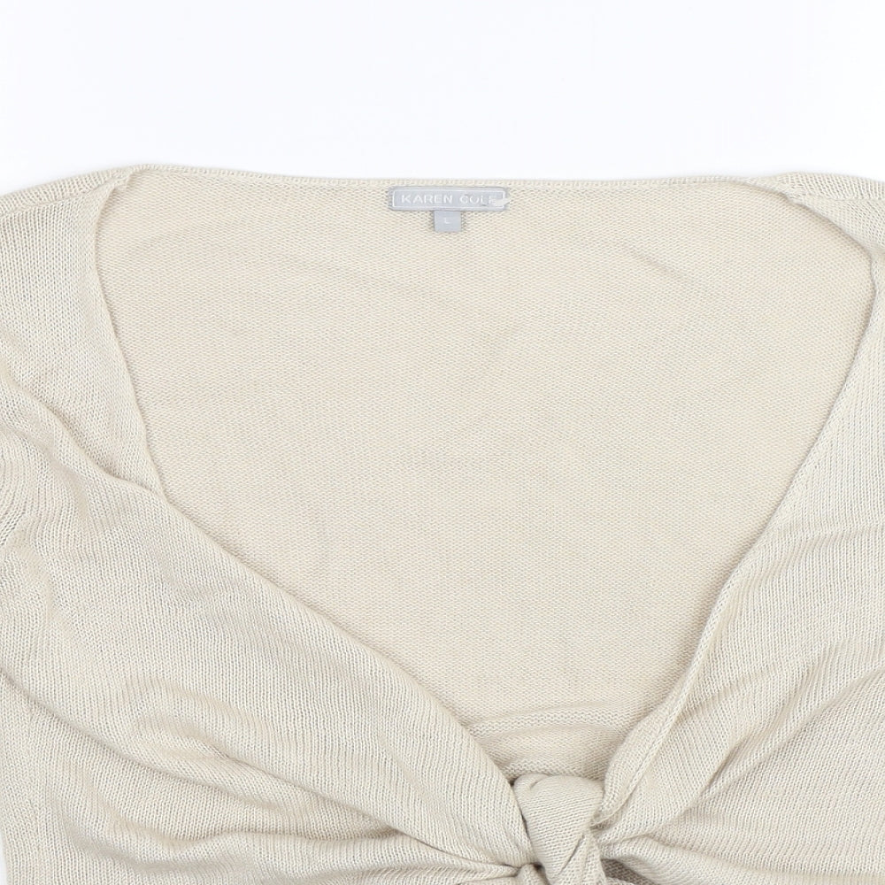 Karen Cole Womens Beige   Cropped T-Shirt Size L