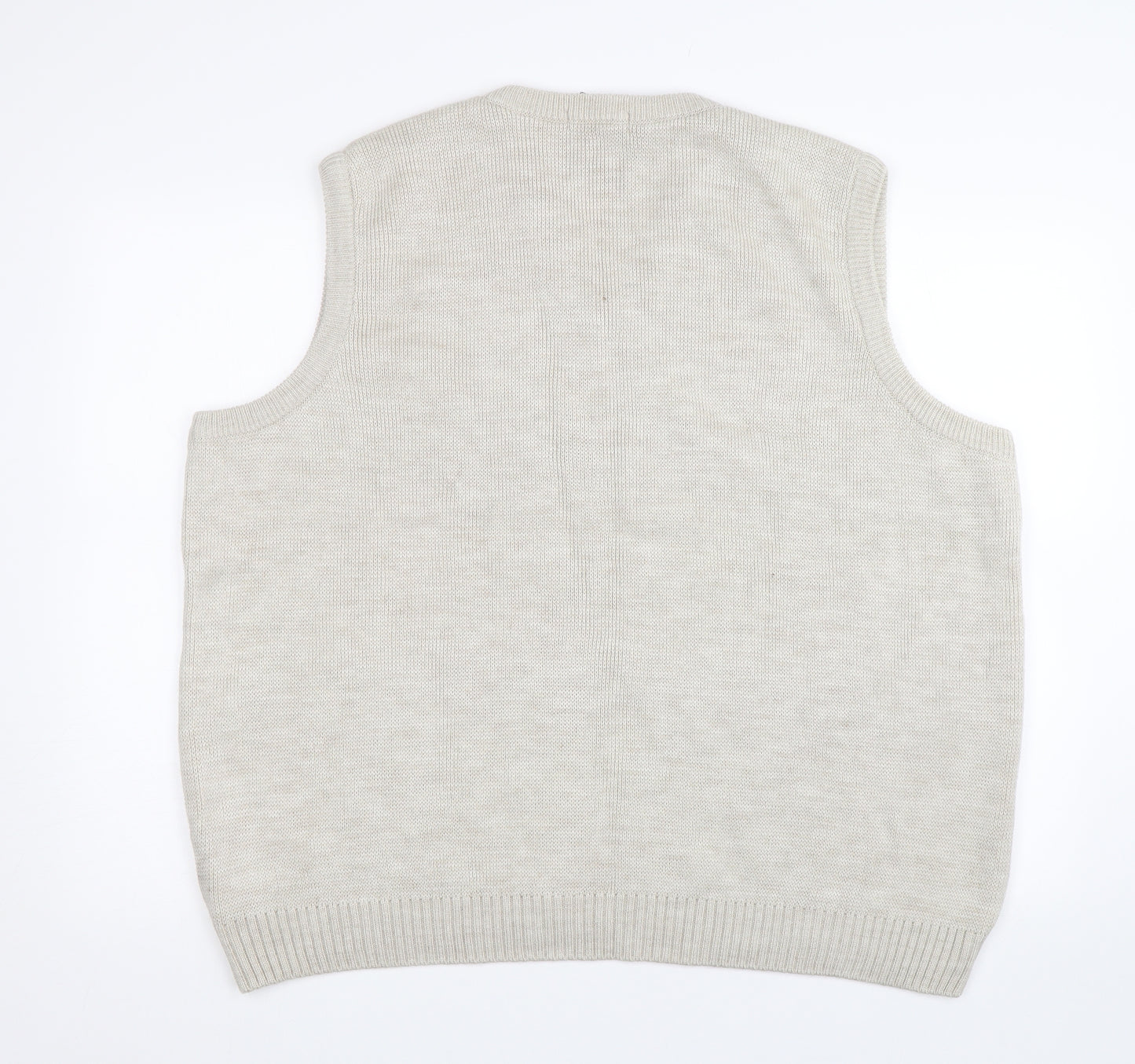 BHS Mens Beige Argyle/Diamond  Vest Jumper Size 2XL