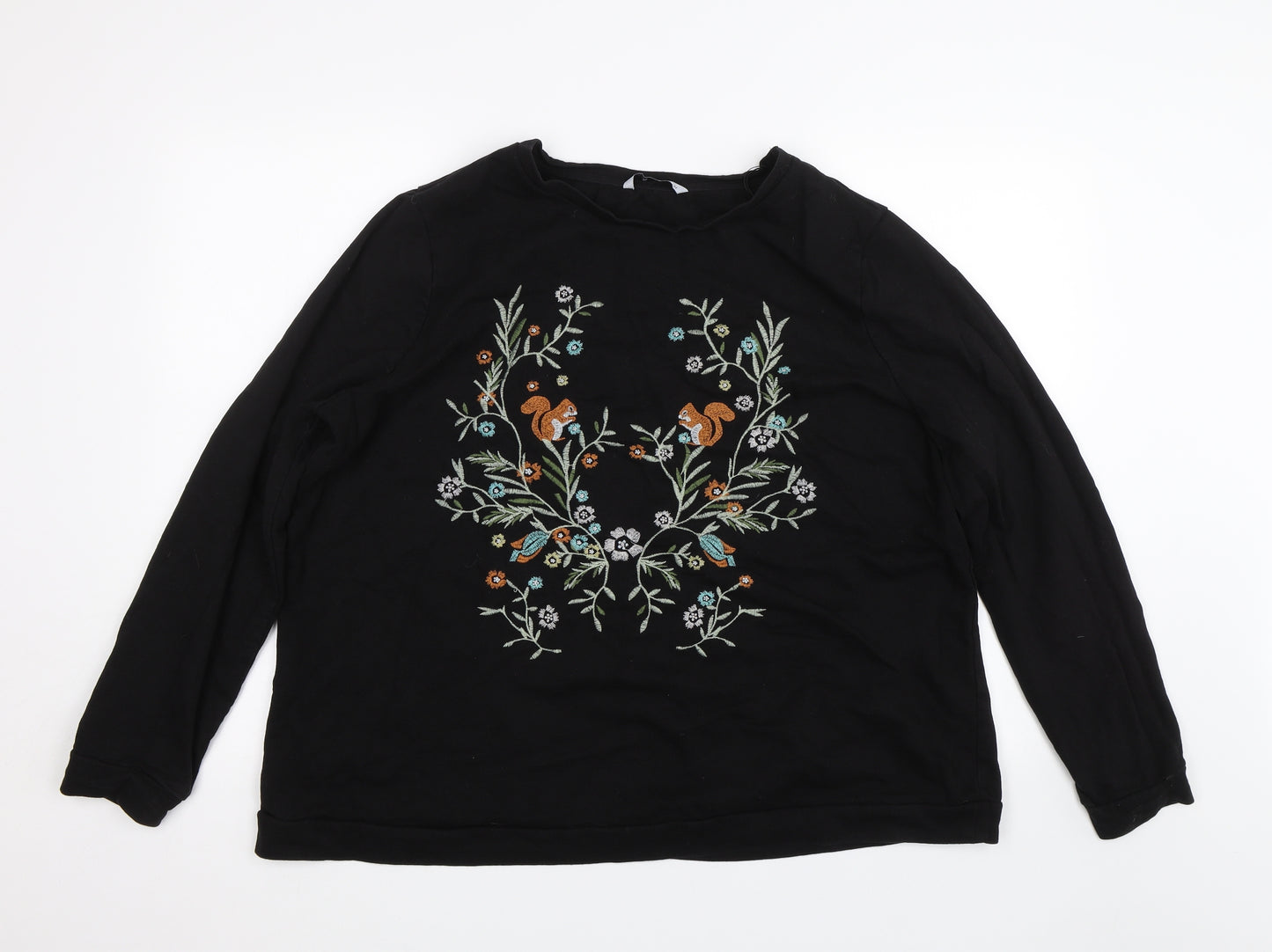 TU Womens Black Floral  Basic T-Shirt Size 24