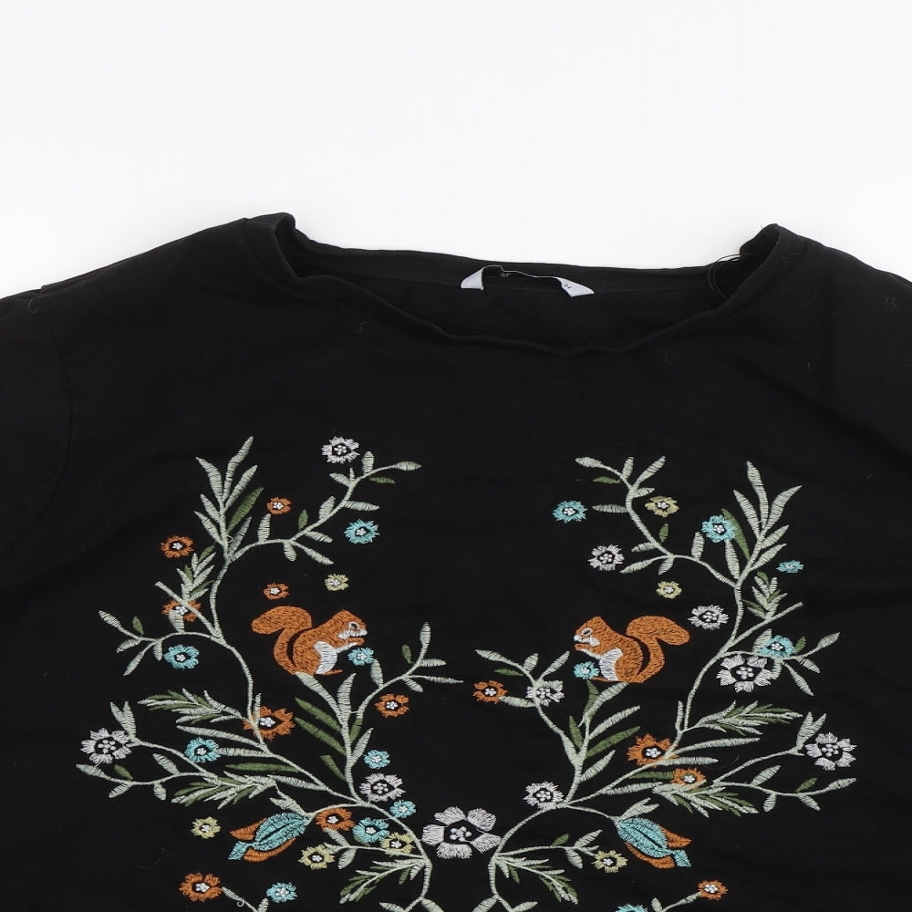 TU Womens Black Floral  Basic T-Shirt Size 24