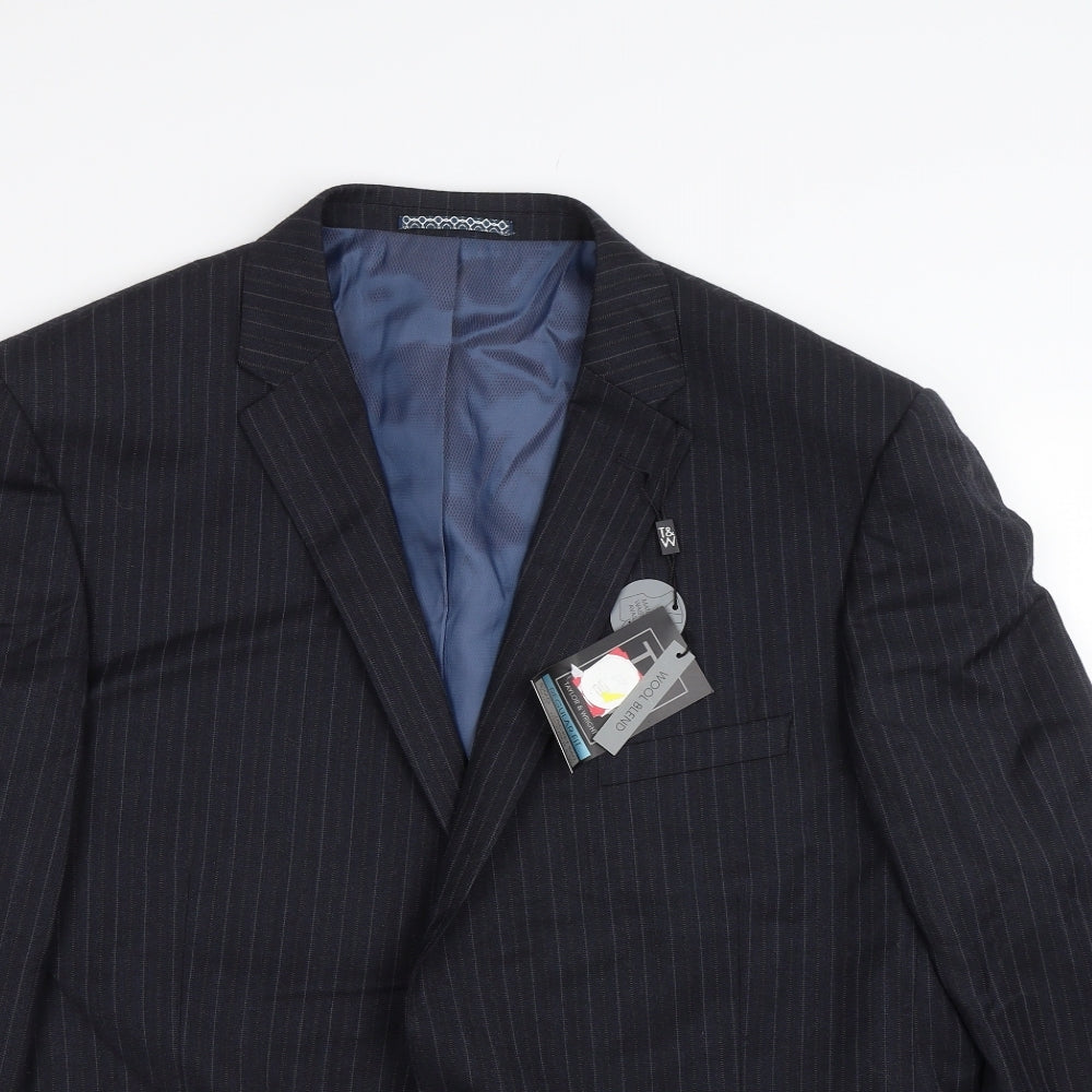 Taylor and Wright Mens Black Striped  Jacket Suit Jacket Size 46