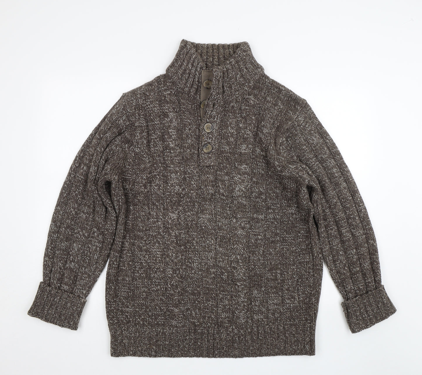 George Mens Brown Herringbone  Pullover Jumper Size M