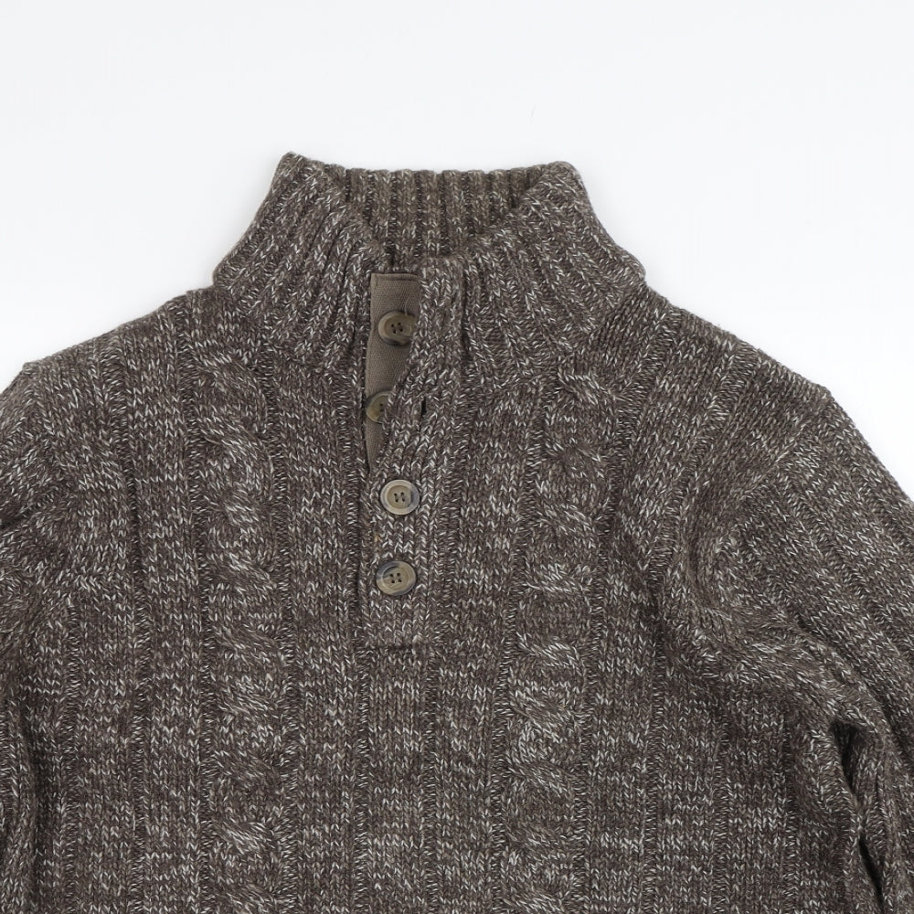 George Mens Brown Herringbone  Pullover Jumper Size M