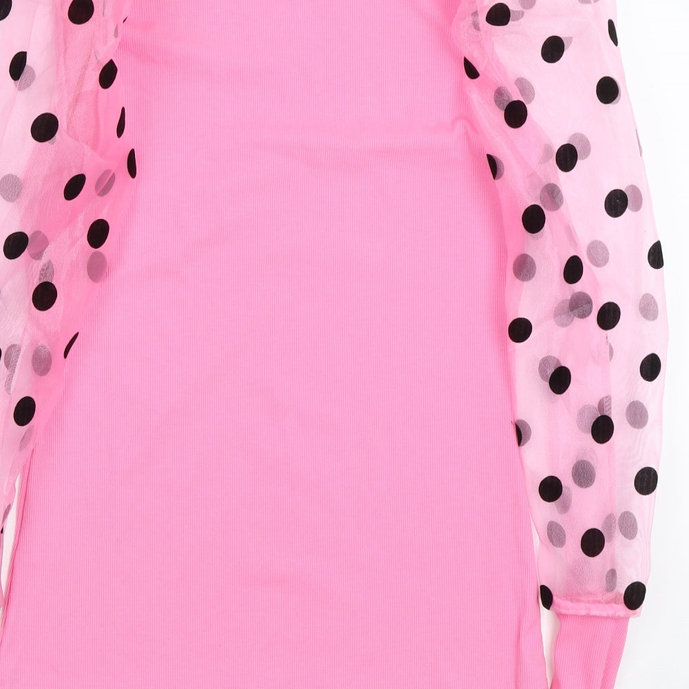 Shien Womens Pink Polka Dot  Basic T-Shirt Size L