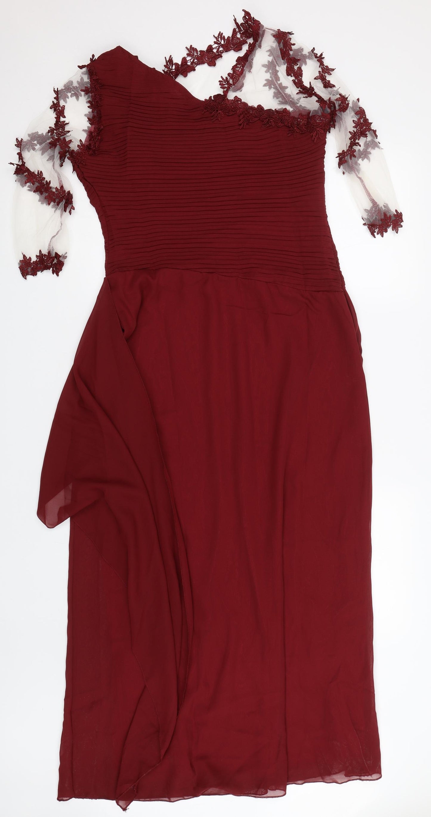 Preworn Womens Red Floral  Ball Gown  Size M