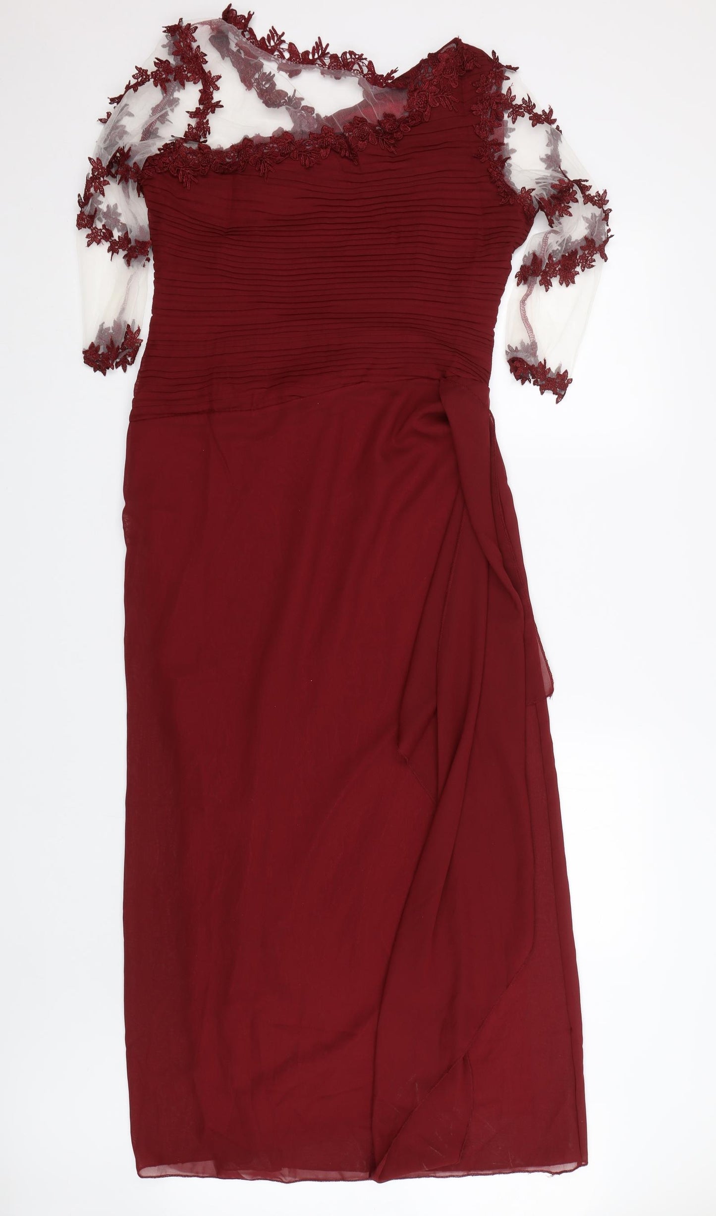 Preworn Womens Red Floral  Ball Gown  Size M