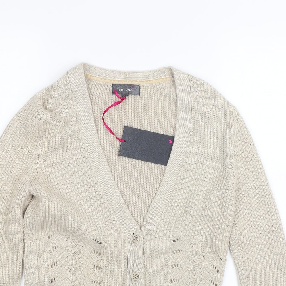 M&S Womens Beige   Cardigan Jumper Size 8