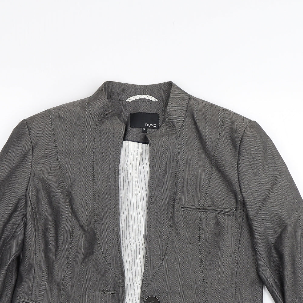NEXT Womens Grey Striped  Jacket Suit Size 10