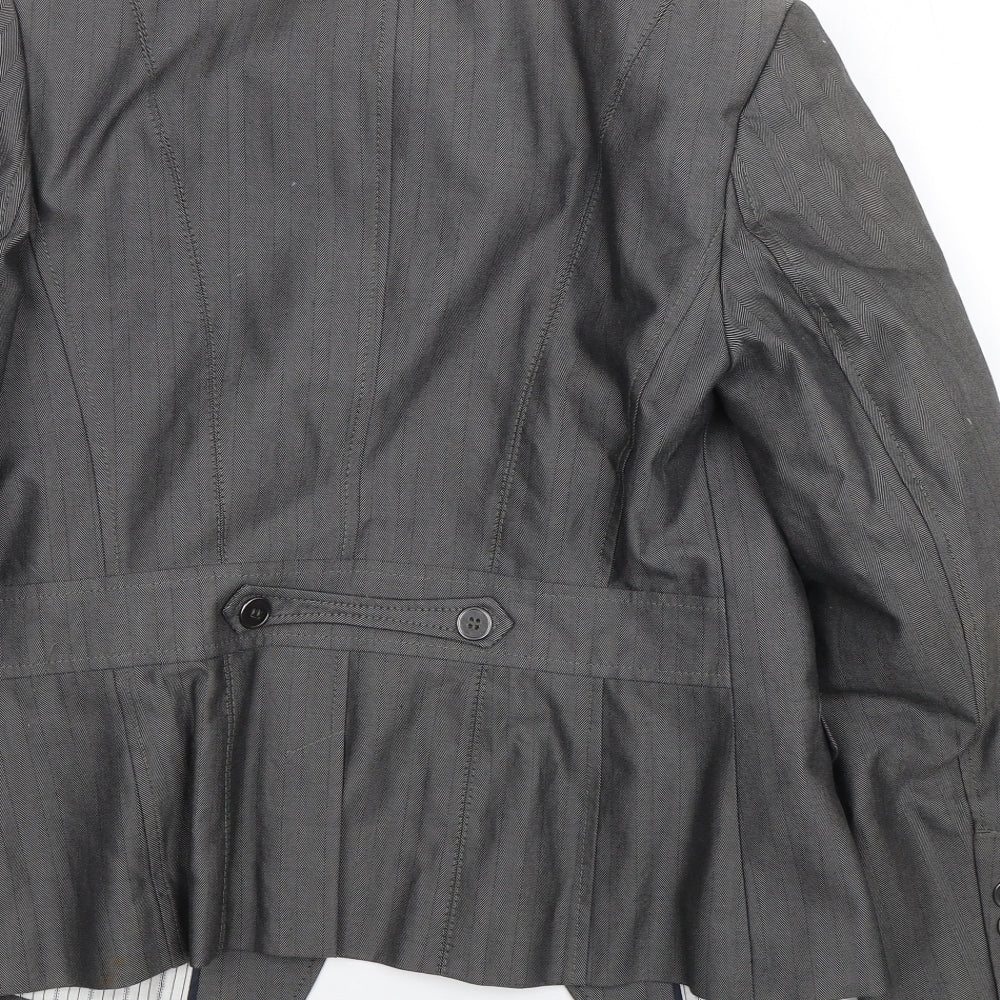 NEXT Womens Grey Striped  Jacket Suit Size 10