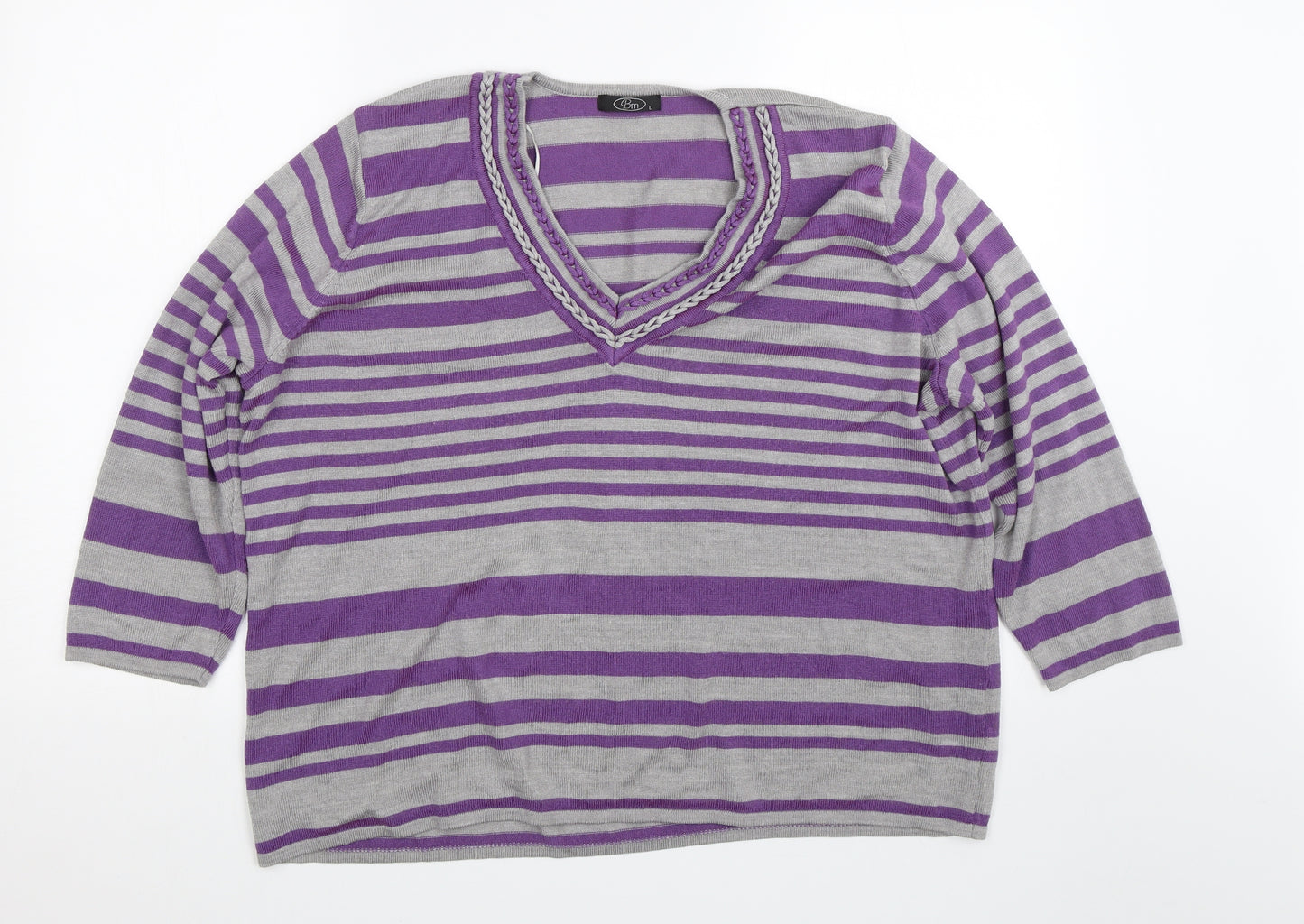 BM Womens Purple Striped  Pullover Jumper Size L