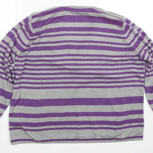 BM Womens Purple Striped  Pullover Jumper Size L