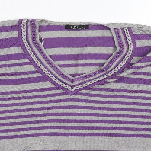 BM Womens Purple Striped  Pullover Jumper Size L