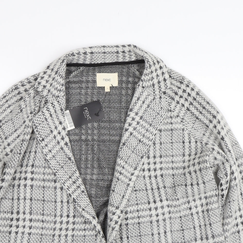 NEXT Womens Grey Check  Cardigan Jumper Size 14