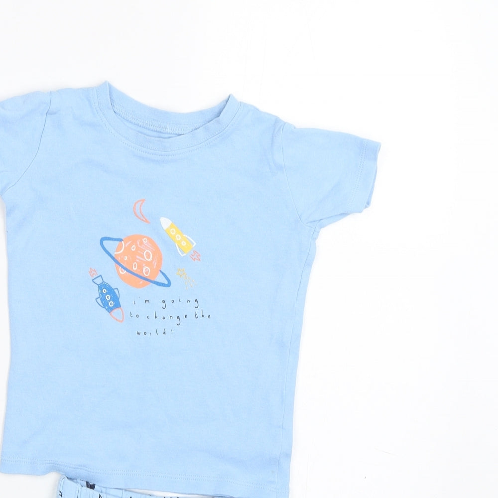 George Baby Blue Spotted   Pyjama Set Size 12-18 Months  - Space