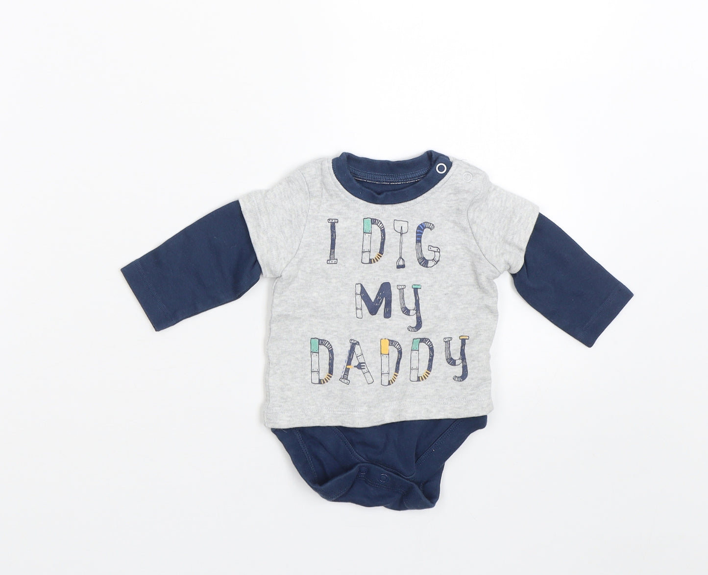 Mothercare Boys Grey   Babygrow One-Piece Size 0-3 Months