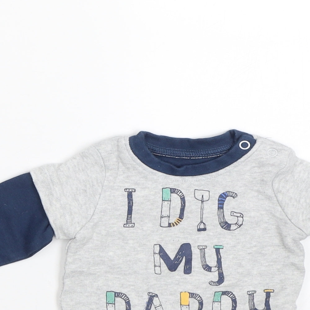 Mothercare Boys Grey   Babygrow One-Piece Size 0-3 Months
