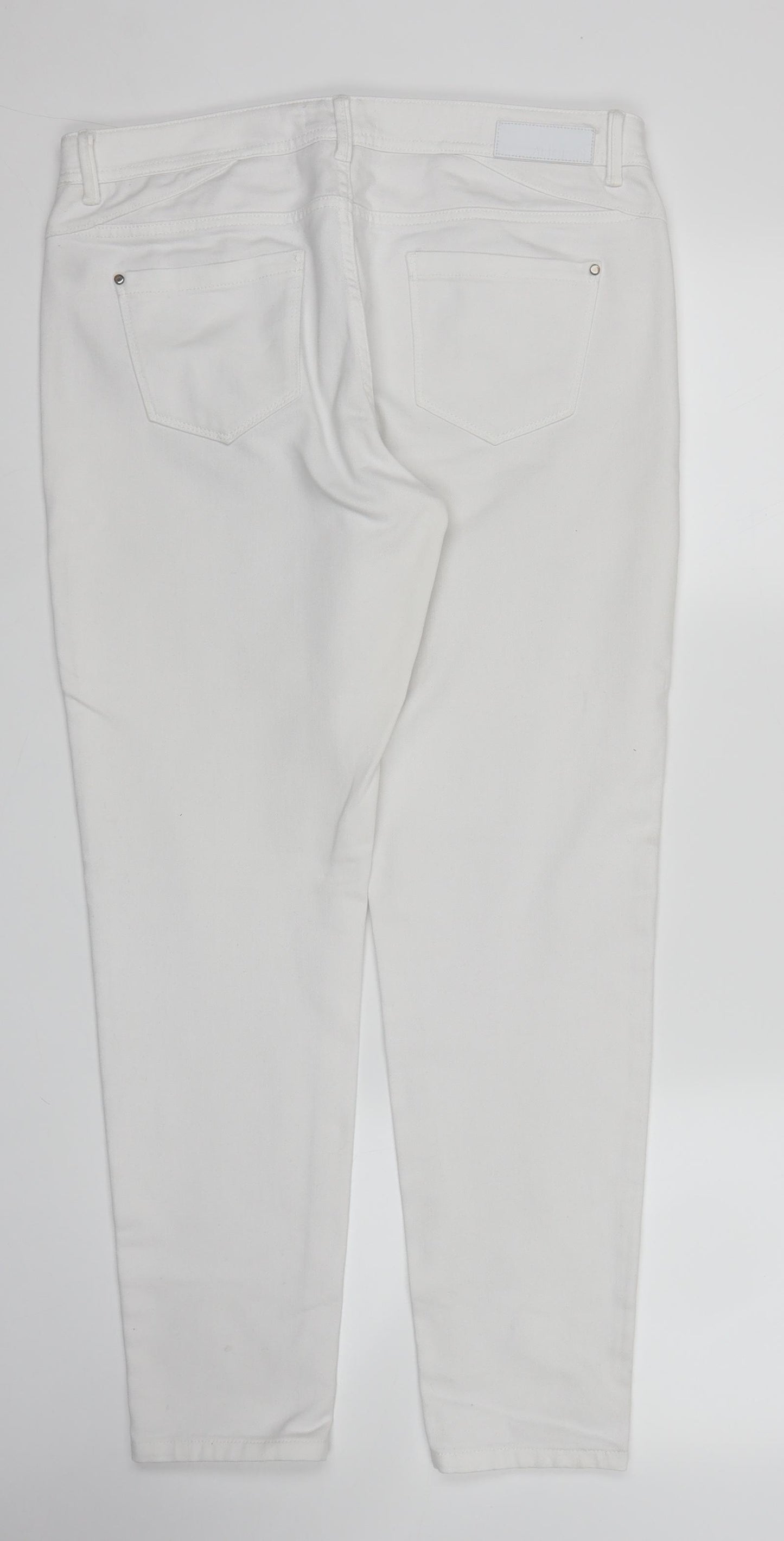 M&S Womens White  Denim Skinny Jeans Size 14 L27 in