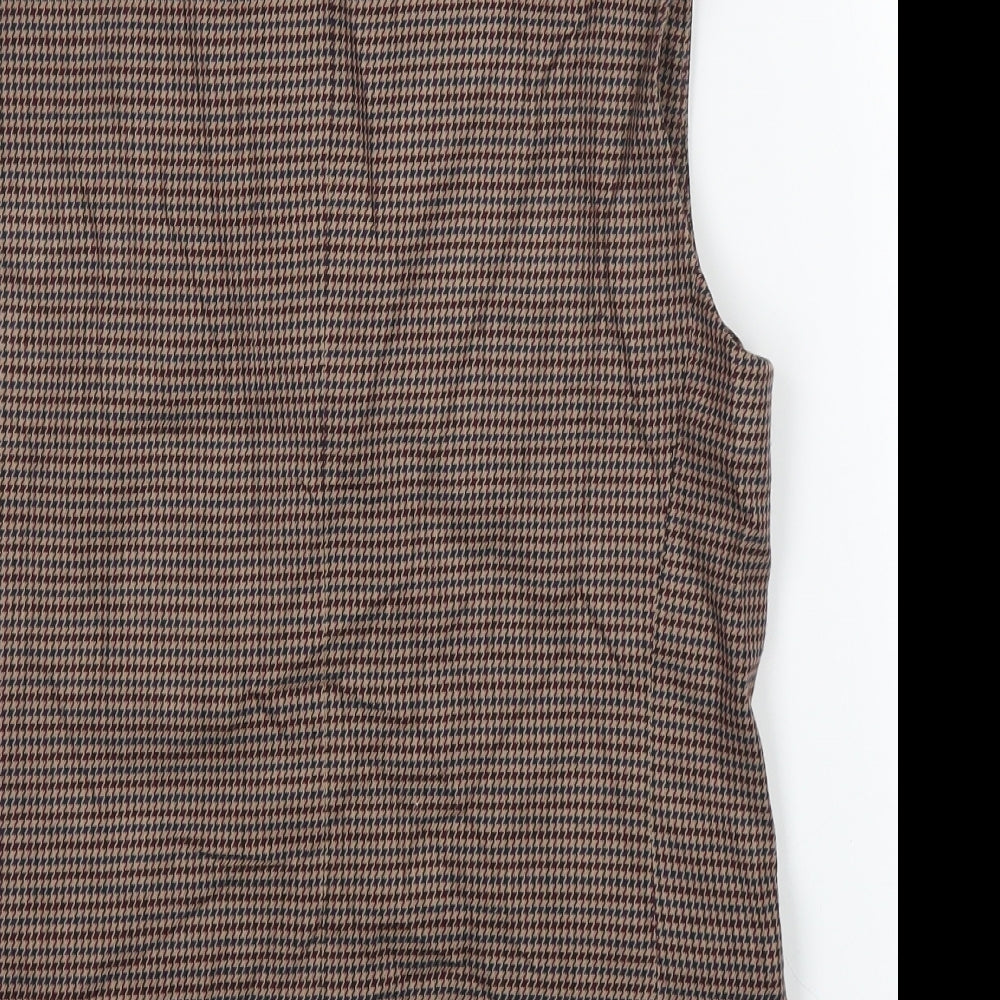 ASOS Womens Brown Houndstooth  Jacket Suit Waistcoat Size 34