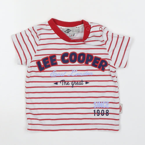 Lee Cooper Boys White Striped  Basic T-Shirt Size 3-6 Months