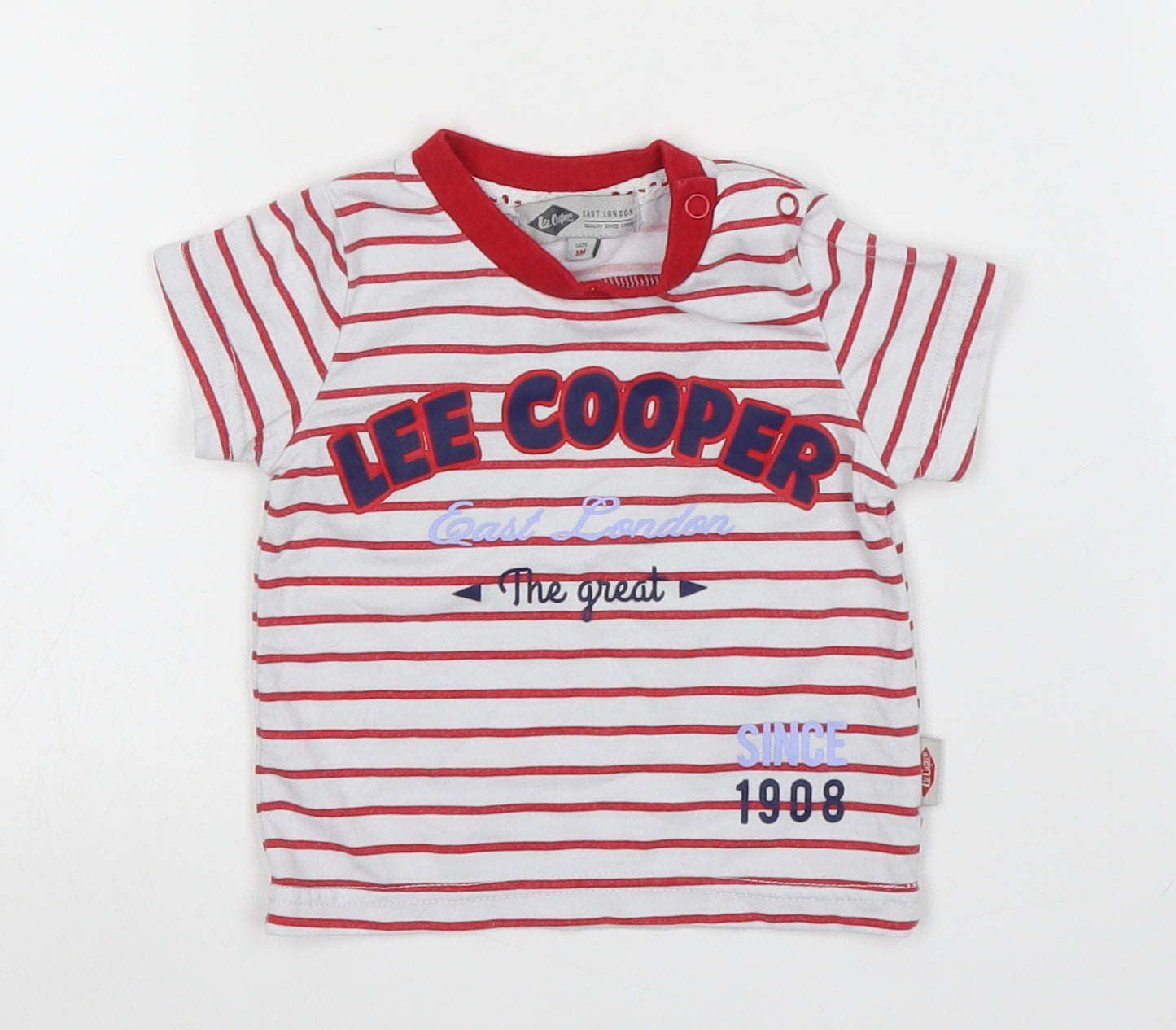 Lee Cooper Boys White Striped  Basic T-Shirt Size 3-6 Months