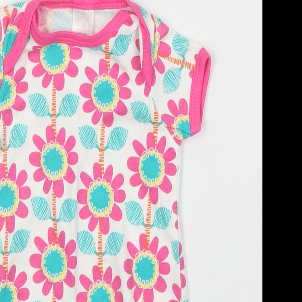 Mini Club Girls Pink Floral  Babygrow One-Piece Size 0-3 Months