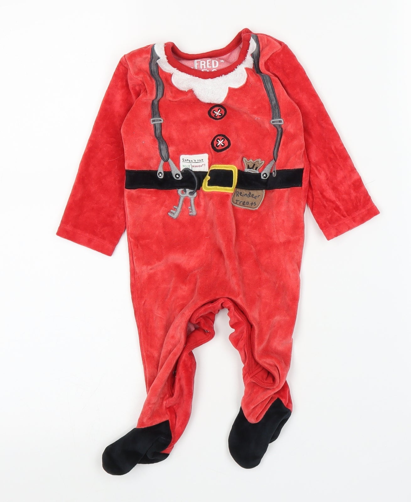 F&F Baby Red   Babygrow One-Piece Size 6-9 Months  - Christmas