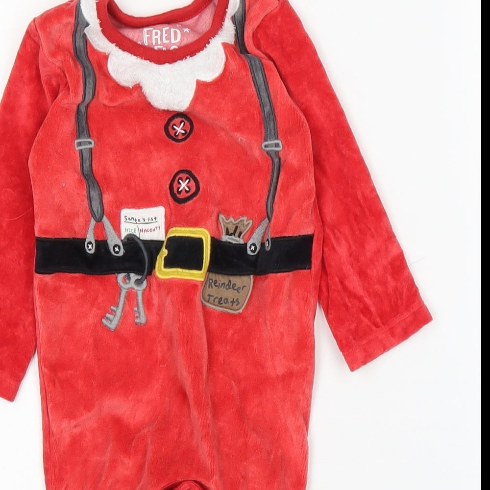 F&F Baby Red   Babygrow One-Piece Size 6-9 Months  - Christmas