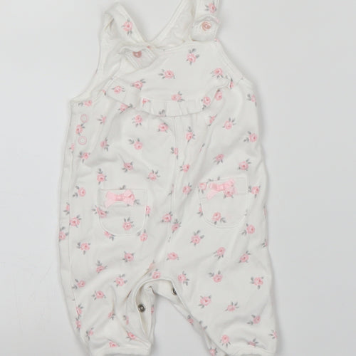George Girls White Floral  Babygrow One-Piece Size 0-3 Months