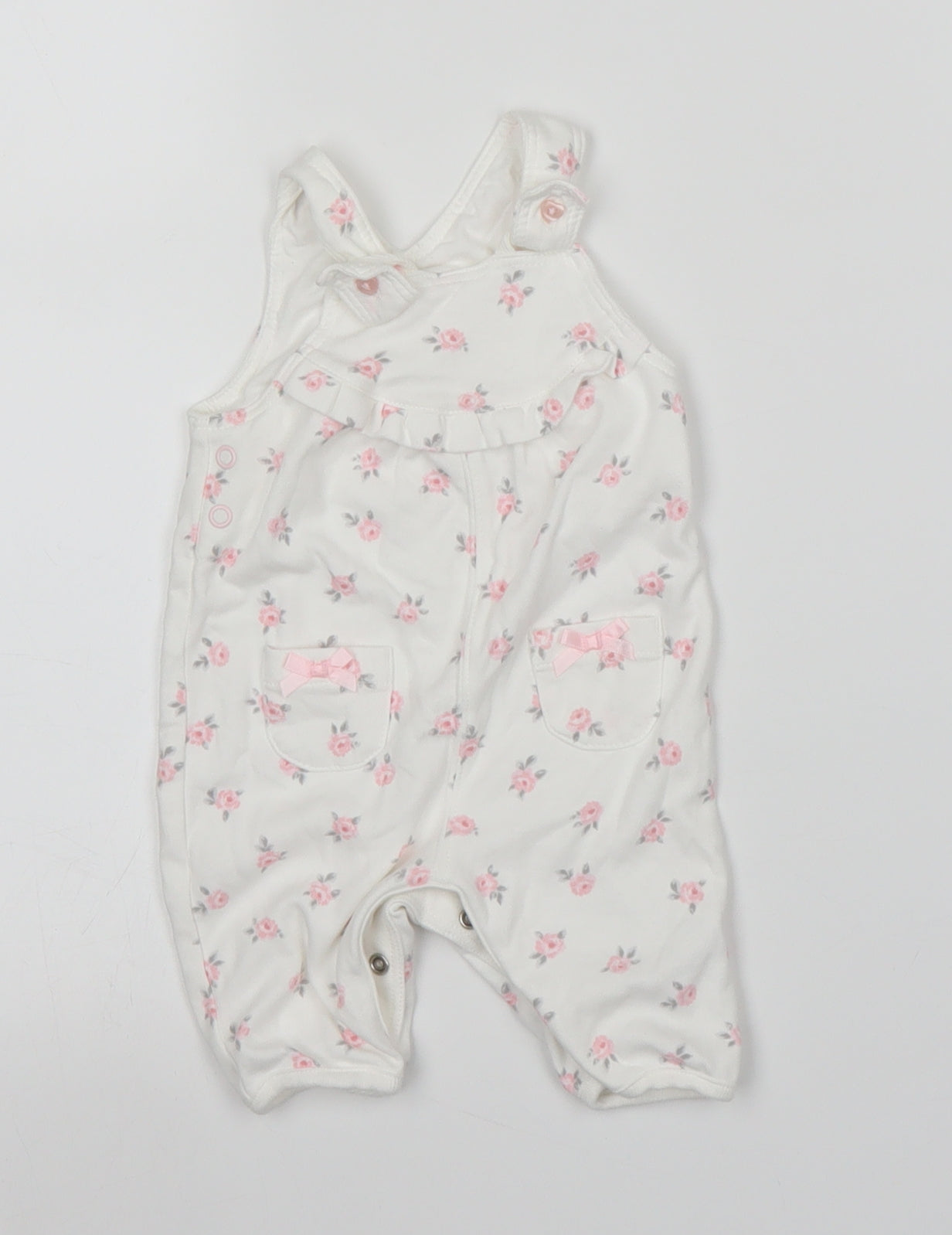 George Girls White Floral  Babygrow One-Piece Size 0-3 Months