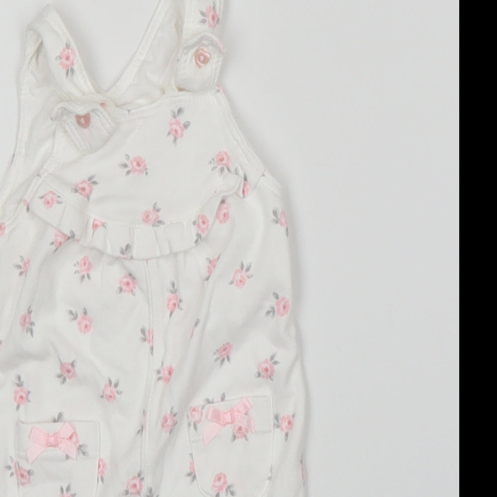 George Girls White Floral  Babygrow One-Piece Size 0-3 Months