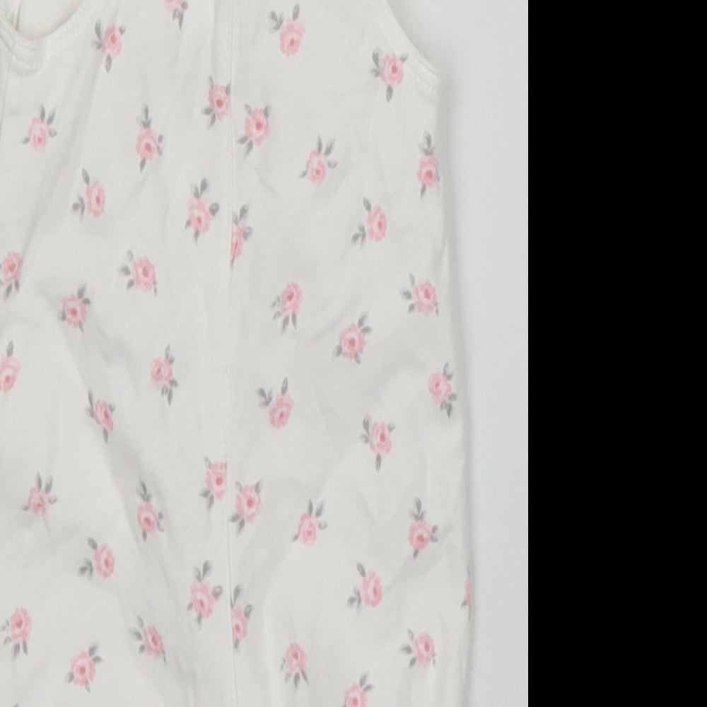 George Girls White Floral  Babygrow One-Piece Size 0-3 Months