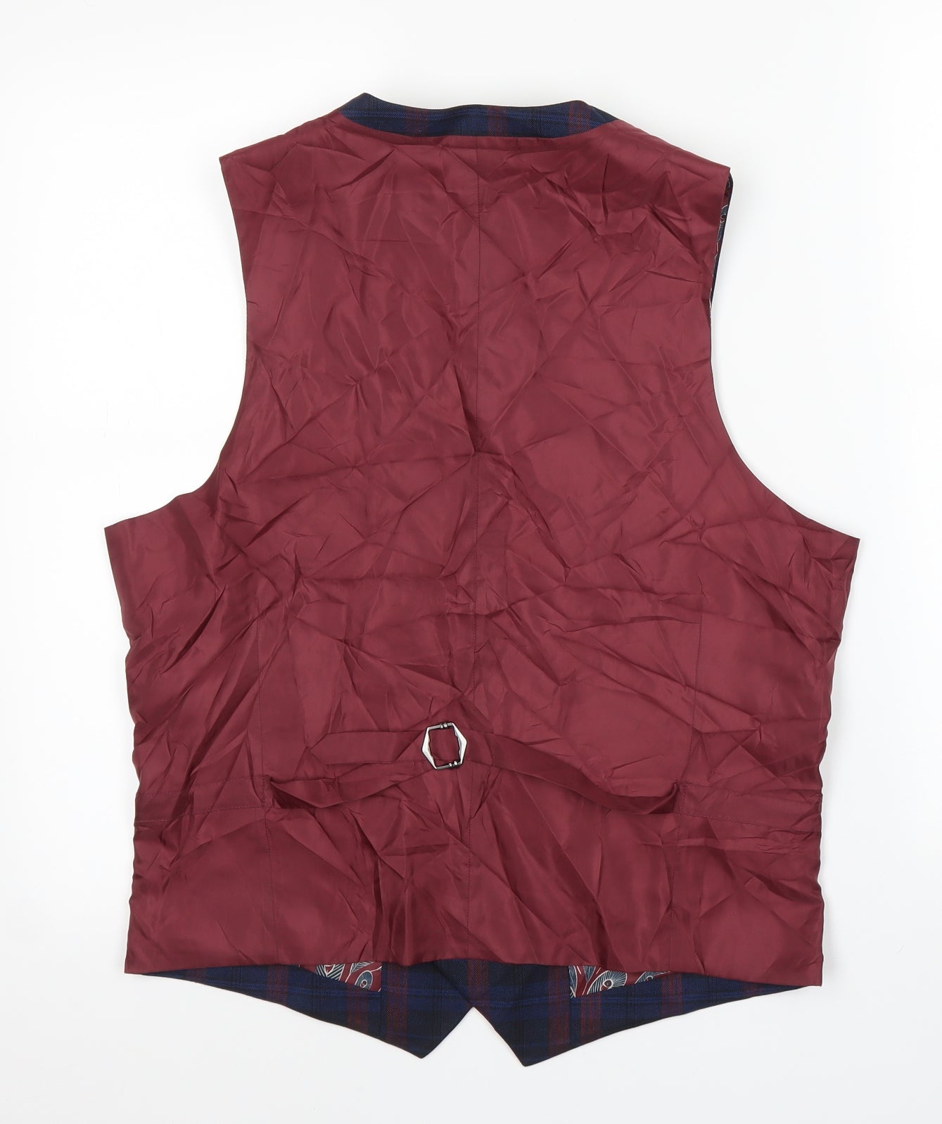 Prew Mens Blue Plaid  Jacket Suit Waistcoat Size 38