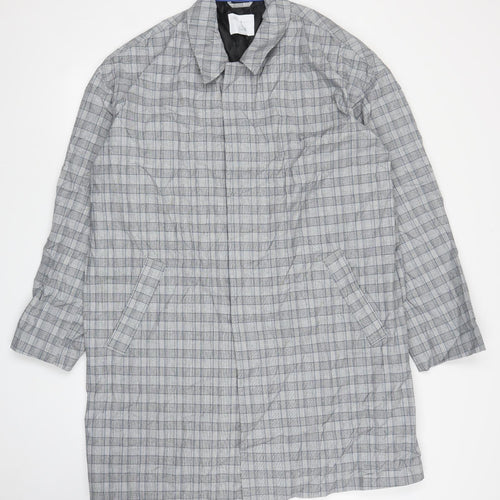 ASOS Mens Grey Plaid  Overcoat Coat Size M
