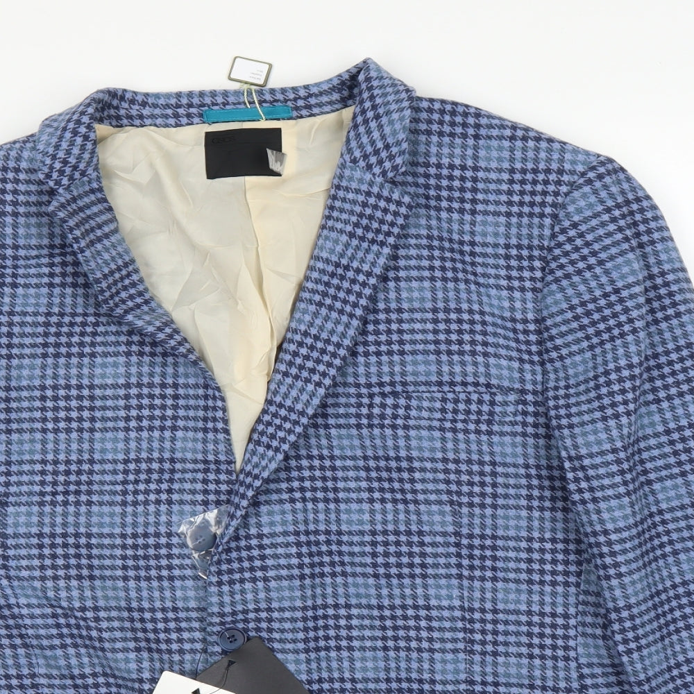 ASOS Mens Blue Houndstooth  Jacket Suit Jacket Size 50