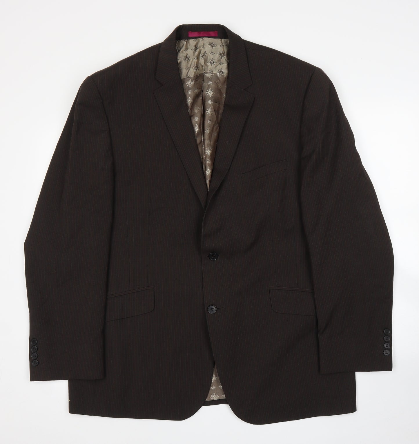 prewo Mens Brown Striped  Jacket Suit Jacket Size 44