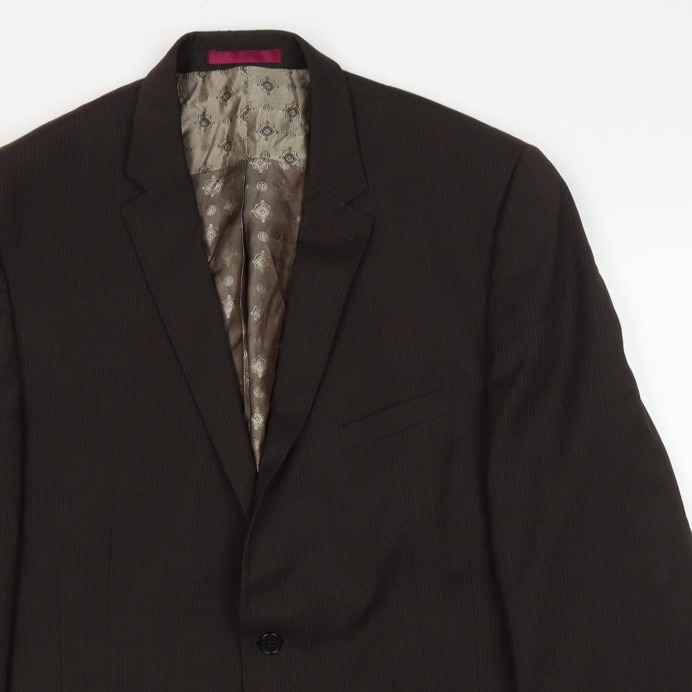 prewo Mens Brown Striped  Jacket Suit Jacket Size 44