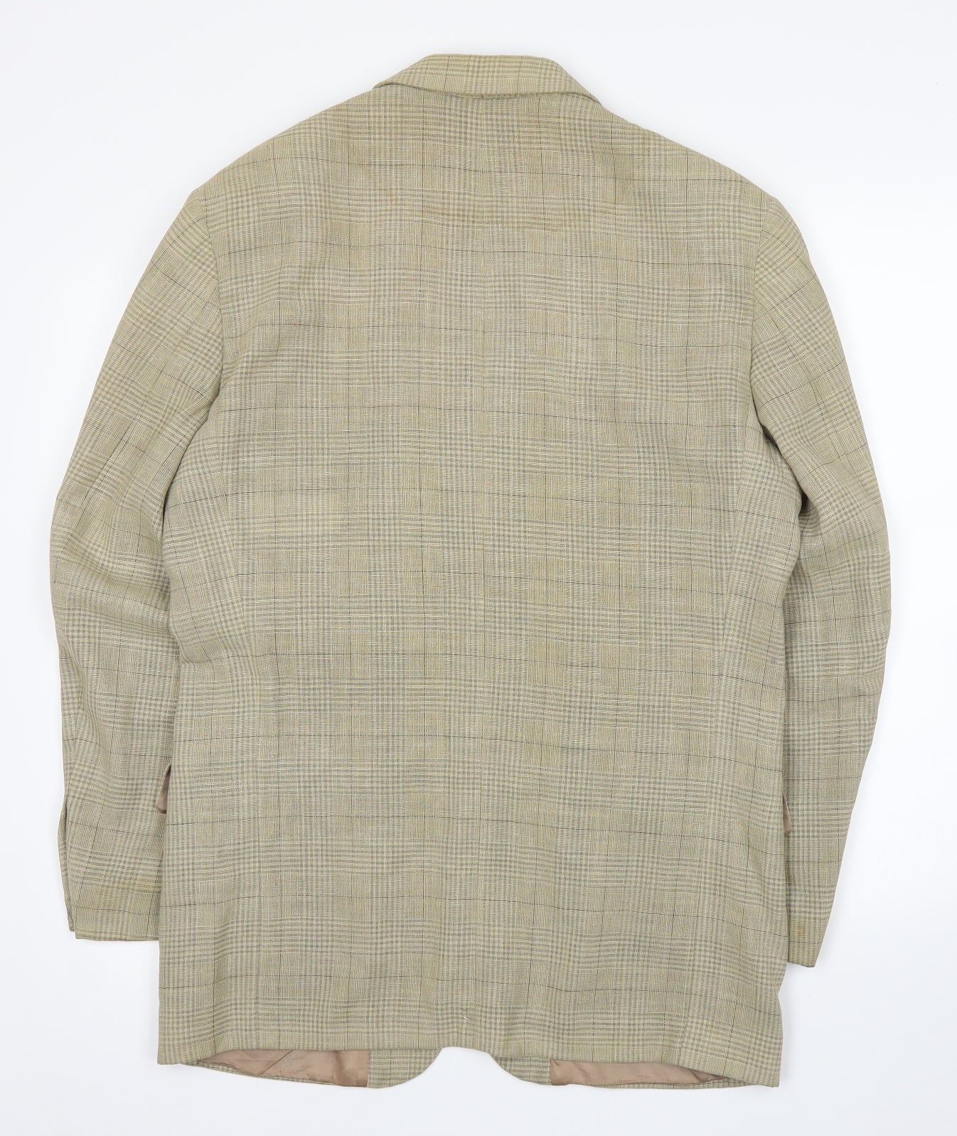 M&S Mens Beige Plaid  Jacket Suit Jacket Size 42